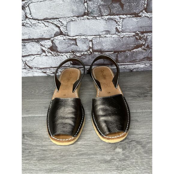 Calaxini Metallic Bronze Leather Avarca Wedge Slingback Sandals Women Sz 40EU/9M - Picture 15 of 16